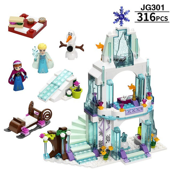 NO original box-200003886 - Elsa Ice Castle Princess Anna Ariel Building Blocks Compatible legoingly friend for girl Little Mermaid Figures Educational Toys