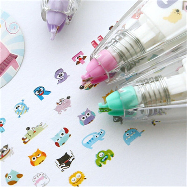[variant_title] - Baby Drawing Toys Child Creative Correction Tape Sticker Pen Cute Cartoon Book Decorative Kid Novelty Floral Adesivos Label Tape