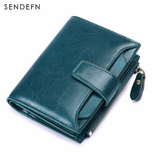 [variant_title] - SENDEFN Women's Wallet Leather Small Luxury Brand Wallet Women Short Zipper Ladies Coin Purse Card Holder Femme Red/Blue 5191-69