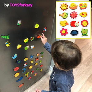 [variant_title] - 1Set Wooden Refrigerator Magnet Fridge Stickers Animal Cartoon Alphabet Numbers Colorful Kids Toys for Children Baby Educational