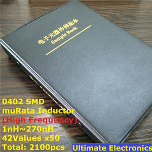 Default Title - 0402 muRata SMD Chip Inductor Assorted Kit 1nH~270nH 42Valuesx50 Sample Book