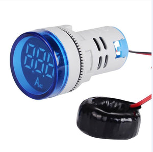 Blue / 100A - Power 220VAC 22mm Digital Display Ampermeter Monitor Current Indicator Signal Light Ammeter Tester Measuring 0-100A Ampere Meter