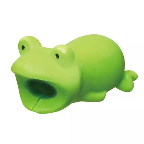 frog - 1pcs kawaii Cable Bite Animal iphone Protector Shaped Winder Dog Bite Phone Accessory Prank Toy Funny