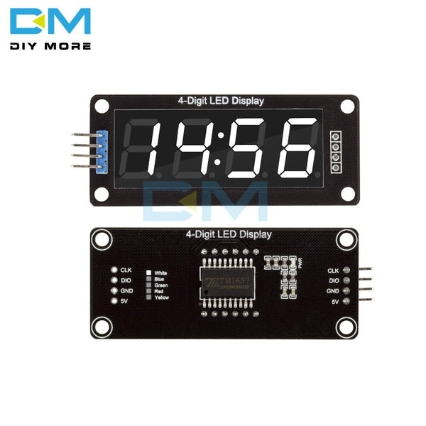 WHITE - TM1637 4-Digit LED 0.56 Inch Display Tube 7 Segments Blue Yellow White Green Red Clock Double Dots Module For Arduino Board