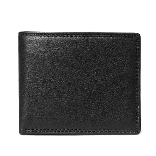 Black Plain Wallet - GENODERN Cow Leather Men Wallets with Coin Pocket Vintage Male Purse Function Brown Genuine Leather Men Wallet with Card Holders