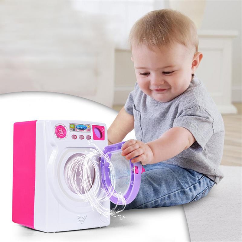 Default Title - Mini makeup brush cleaning electric washing machine toys pretend play kids toys Furniture Housework Toys Children Birthday gift (Pink)
