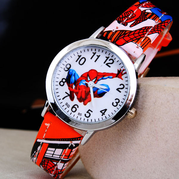 Orange - Ruislee Hot Sale SpiderMan Watch Cute Cartoon Watch Kids Watches Rubber Quartz Watch Gift Children Hour reloj montre relogio
