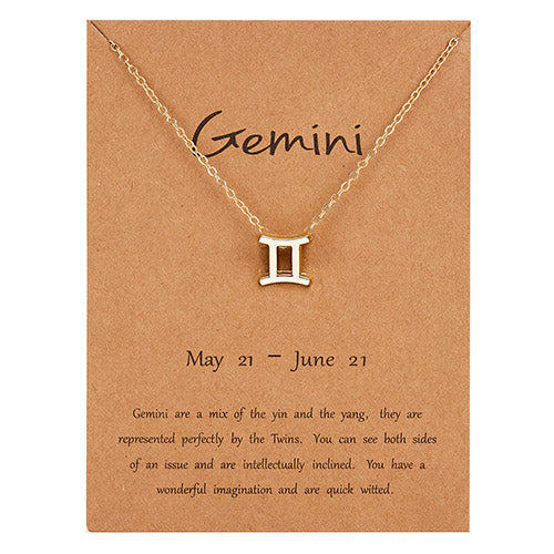 [variant_title] - Female Elegant Star Zodiac Sign 12 Constellation Necklaces Pendants Charm Gold Chain Choker Necklaces for Women Jewelry Dropship