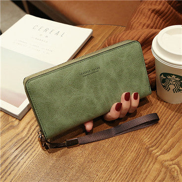 Green - Female Wallet PU Leather Long Purse Black/pink/blue/green/gray Famous Brand Designer Wallet Women 2019 Quality Female Purse