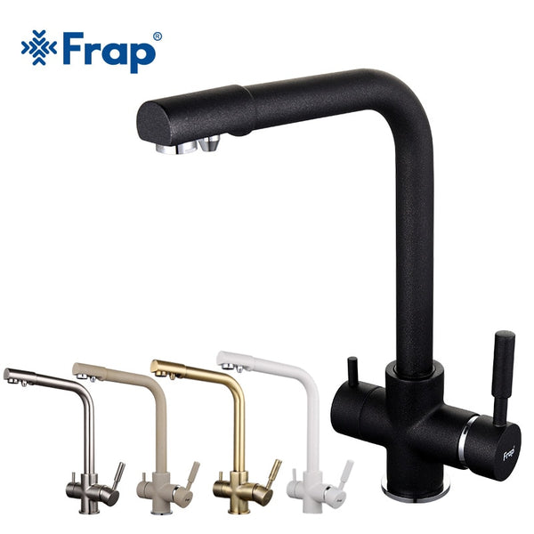 [variant_title] - Frap New Black Kitchen sink Faucet mixer Seven Letter Design 360 Degree Rotation Water Purification tap Dual Handle F4352 series