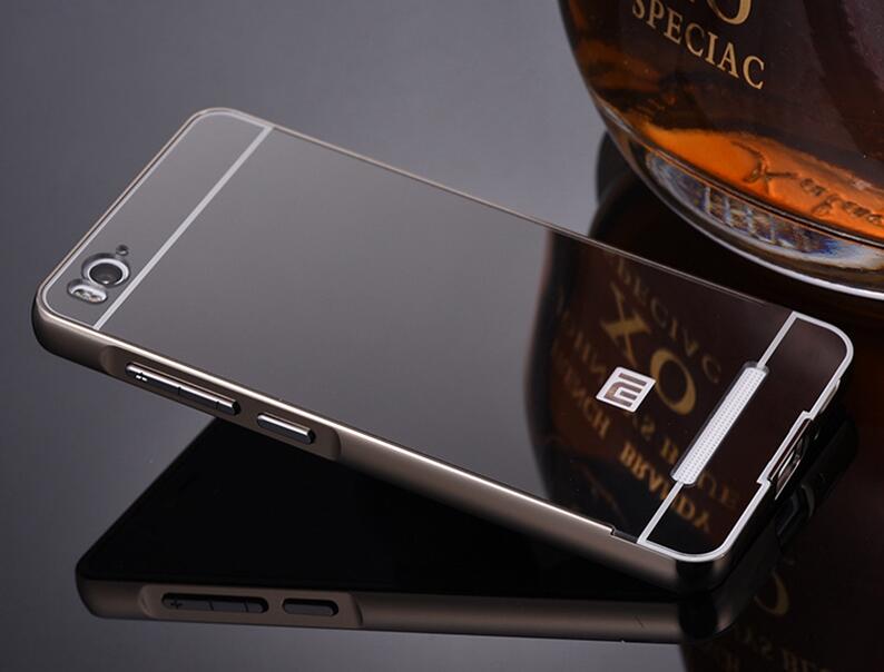 black / For Xiaomi 4i 4c - For Xiaomi Mi 4c Case Luxury Mirror PC Back Cover For Xiaomi Mi 4c 4i Metal Aluminium Bumper Case For Xiaomi Mi4c 5.0" Phone Bag