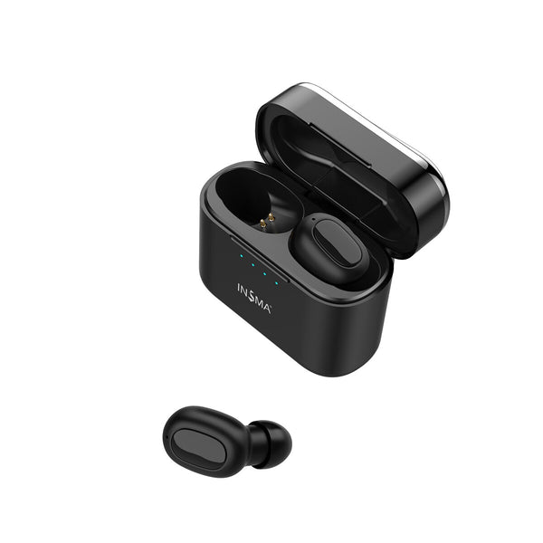 Black - INSMA AirBuds with QI Charging Case Mini TWS Earphone bluetooth 5.0 Earbuds Stereo Wireless  Headset PK i10 i12 i60