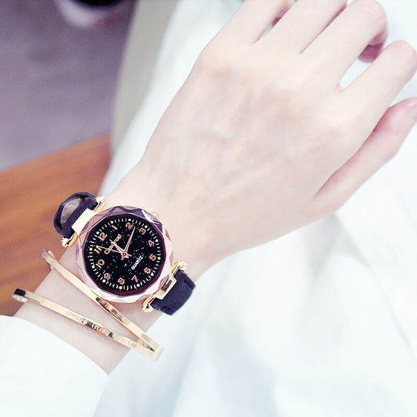 [variant_title] - Quartz Wristwatches Fashion Starry Sky Women Watches Hot Sale Leather Ladies Bracelet Watch Casual Female Clock Relogio Feminino