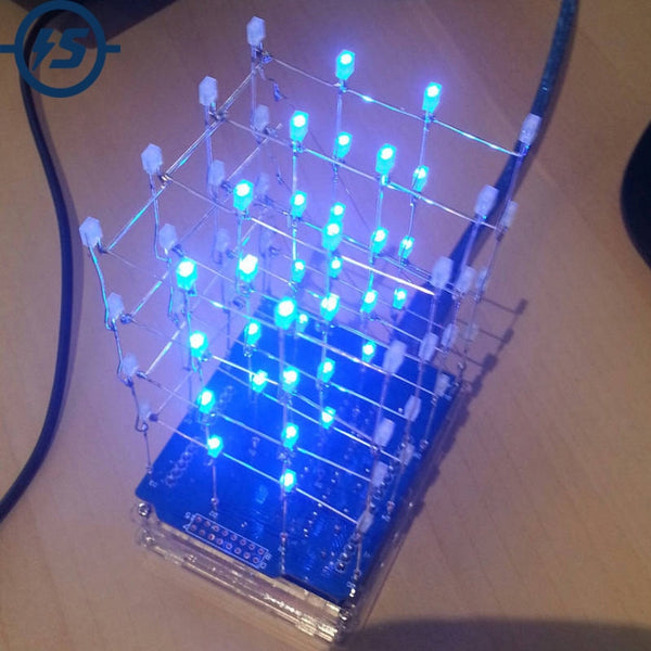 Default Title - 4X4X4 Blue LED Light Cube Kit 3D LED DIY Kit Electronic Suite for Arduino Smart Electronics Led Cube Kit DIY Electronic