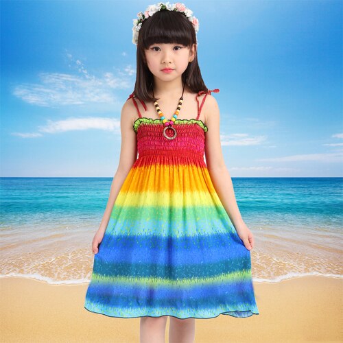 3 / 12 - Girls Dress Summer Fashion Sling Floral Kids Dress Princess Bohemian Children Dresses Beach Girls Clothes 3 4 6 7 8 10 12 Year