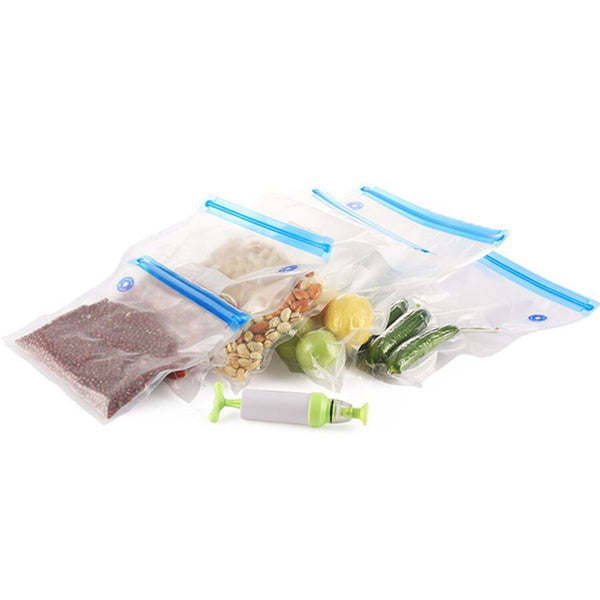 [variant_title] - Vacuum Sealer Vacuum bags For Food Storage With Pump Reusable Food Packages Kitchen Organizer(Containing 5pcs bags) Vacuum pump