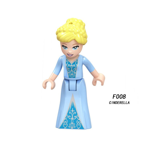F008 cinderella - Snow White Fairy Tale Princess Girl anna elsa beast cinderella maleficent Friends Building Blocks Toy kid gift Compatible Legoed
