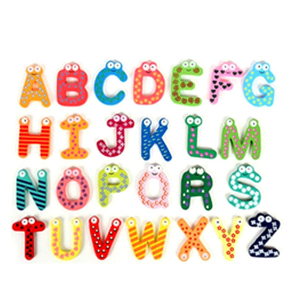 26 English alphabet - 1Set Wooden Refrigerator Magnet Fridge Stickers Animal Cartoon Alphabet Numbers Colorful Kids Toys for Children Baby Educational