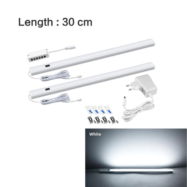 White 30cm x 2Pcs - Kitchen Cabinet Accessories LED Lights Hand Sweep Switch Led Lamp with EU Plug 5W/6W/7W Wardrobe Closet Night Lamp Home Lighting