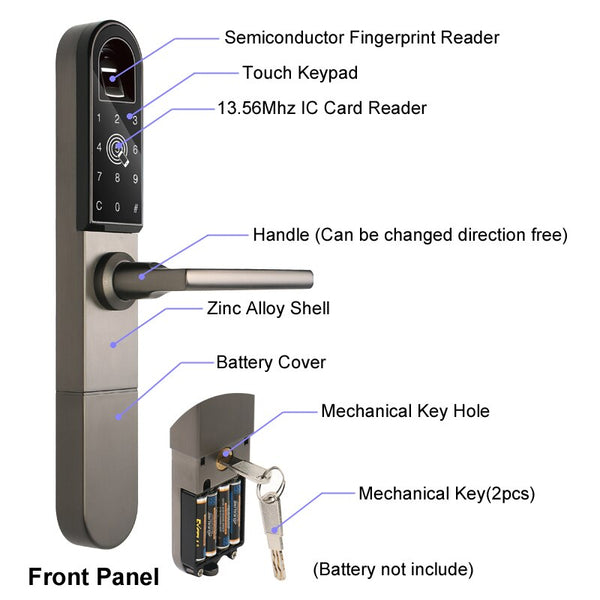 [variant_title] - RAYKUBE Electronic Door Lock With Fingerprint / Smart Card / Bluetooth Unlock Wifi TT lock Phone APP Keyless Mortise Lock R-F918