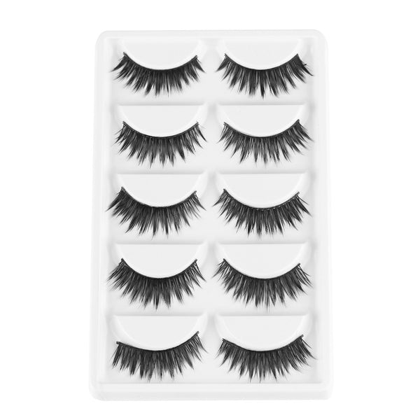 58-1 / 13mm - 5 Pairs 2 Styles 3D Faux Mink Hair Soft False Eyelashes Fluffy Wispy Thick Lashes Handmade Soft Eye Makeup Extension Tools