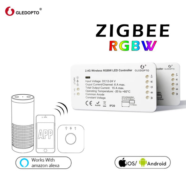 [variant_title] - zigbee Zll link smart strip light rgb/rgbw controller DC12V/24V zigbee rgb APP control compatible with LED ECHO gledopto led rgb