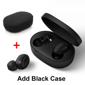 Add black case - Xiaomi Redmi Airdots TWS Bluetooth Earphone Stereo bass BT 5.0 Eeadphones With Mic Handsfree Earbuds AI Control