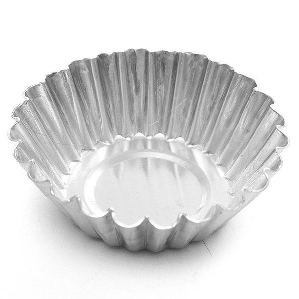 [variant_title] - 10pcs Nonstick Ripple Aluminum Alloy Egg Tart Mold Flower Shape Reusable Cupcake and Muffin Baking Cup Tartlets Pans