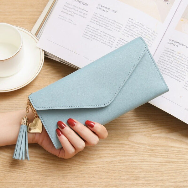 SkyBlue - 2019 Fashion Womens Wallets Simple Zipper Purses Black White Gray Red Long Section Clutch Wallet Soft PU Leather Money Bag