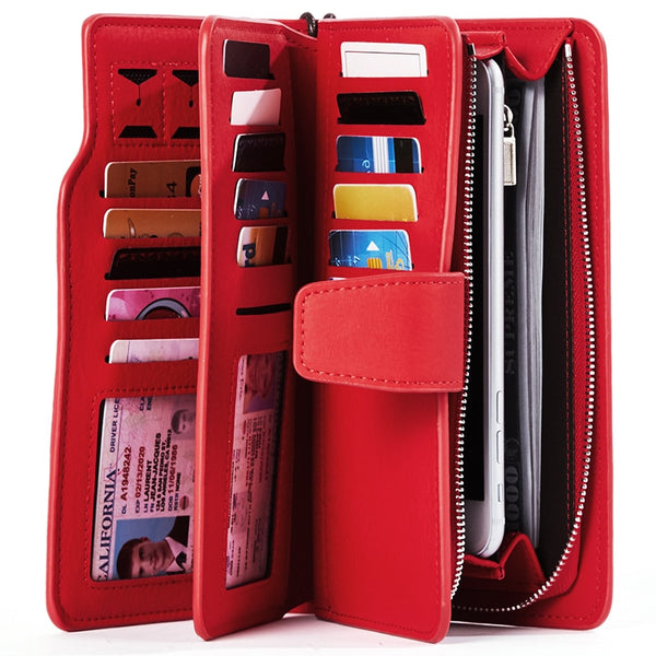 [variant_title] - Wallet Female PU Leather Wallet Leisure Purse Red Style 3Fold Top Quality Women Wallets Long Coin Purse Card Holders Carteras