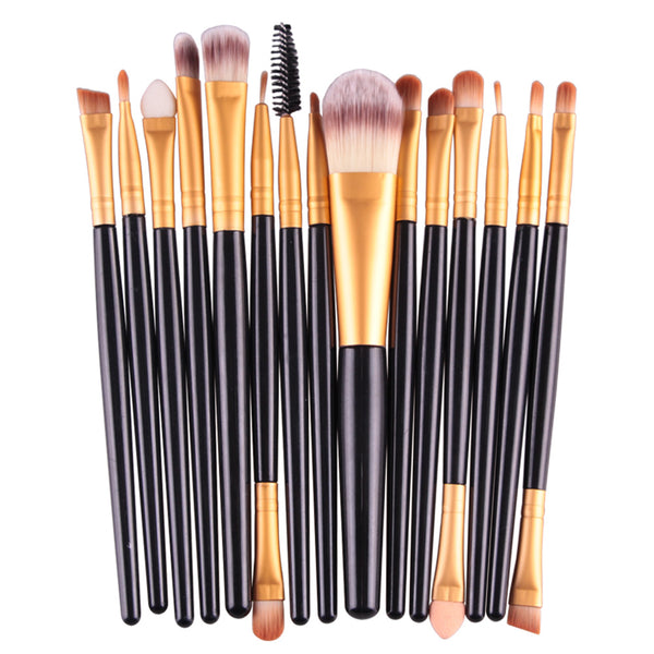 HJ - MAANGE Pro 15Pcs Makeup Brushes Set Eye Shadow Foundation Powder Eyeliner Eyelash Lip Make Up Brush Cosmetic Beauty Tool Kit Hot