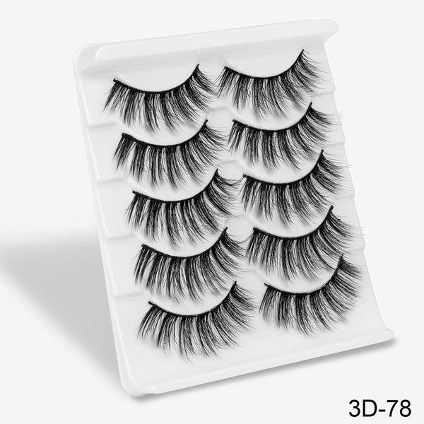 3D-78 - SEXYSHEEP 5Pairs 3D Mink Hair False Eyelashes Natural/Thick Long Eye Lashes Wispy Makeup Beauty Extension Tools