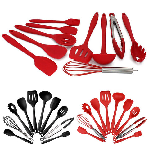 [variant_title] - 10pcs kitchen tools cooking tools accessories silicone non-stickware cutlery set kitchen cooking spoon pot shovel egg blender