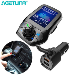 Default Title - AGETUNR T43 1.8" TFT Color Display Bluetooth Car Kit Handsfree Set 3 USB Port QC3.0 Quick Charge FM Transmitter MP3 Music Player