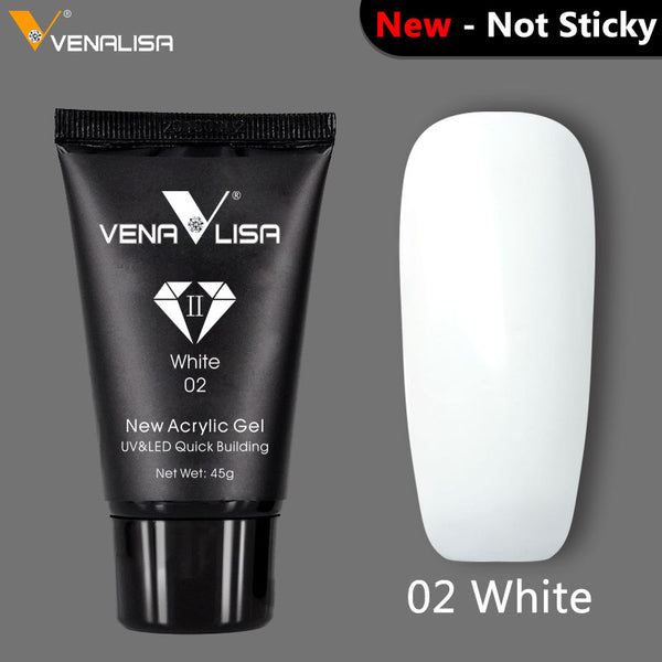 02 White acrylic gel - VENALISA Poly Gel Kits Nail Art French Nail Art Clear Camouflage Color Nail Tip Form Crystal UV Gel Polygel Slice Brush Nail Gel