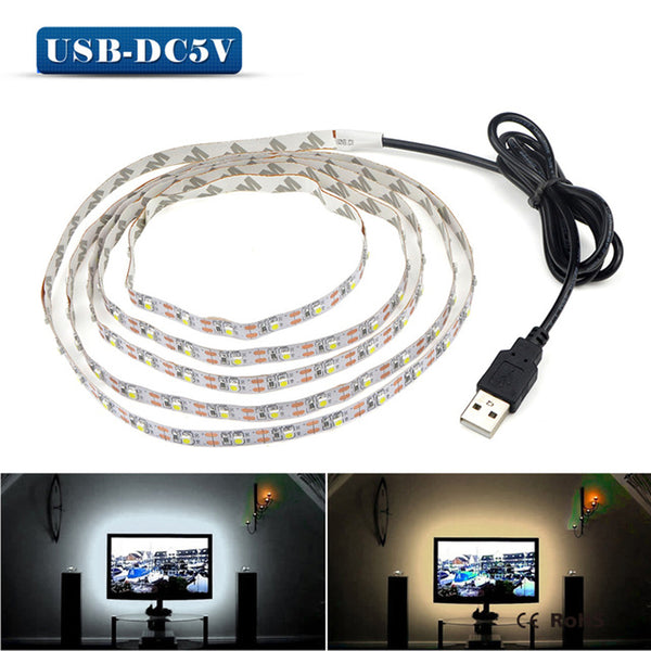 [variant_title] - 5V 50CM 1M 2M 3M 4M 5M USB Cable Power LED strip light lamp SMD 3528 Christmas desk Decor lamp tape For TV Background Lighting