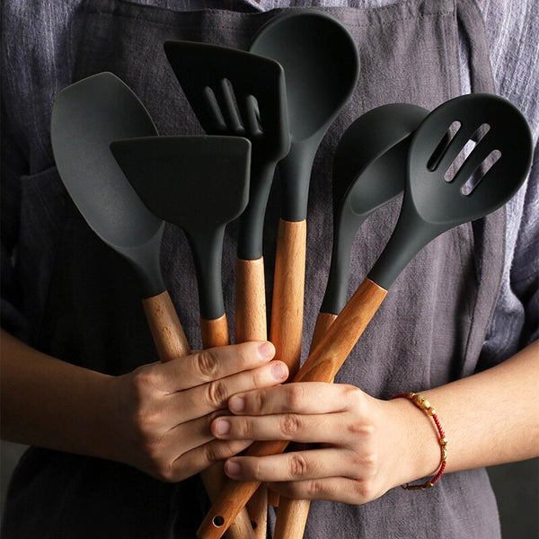 [variant_title] - 8 Pcs/Set Silicone Spatula Heat-resistant Soup Spoon Non-stick Special Cooking Shovel Kitchen Tools