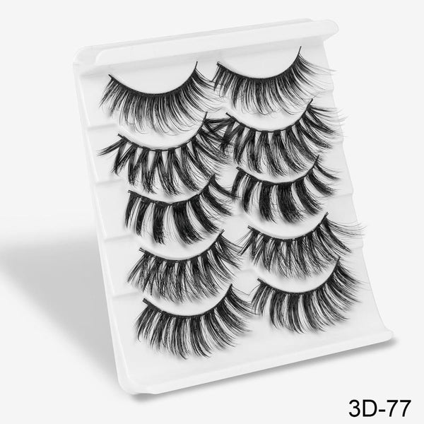 3D-77 - SEXYSHEEP 5Pairs 3D Mink Hair False Eyelashes Natural/Thick Long Eye Lashes Wispy Makeup Beauty Extension Tools