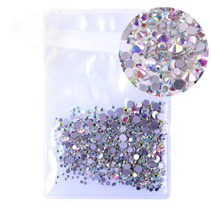 [variant_title] - Mix Sizes 1000PCS/Pack Crystal Clear AB Non Hotfix Flatback Rhinestones Nail Rhinestones For Nails 3D Nail Art Decoration Gems