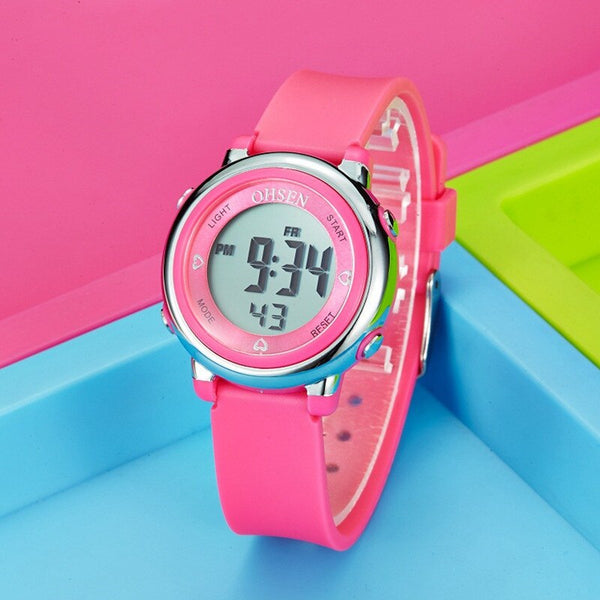 Pink - Kids Watches Children Digital LED Fashion Sport Watch Cute boys girls Wrist watch Waterproof Gift Watch Alarm Men Clock OHSEN
