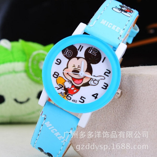 Blue - New 2016 fashion cool mickey cartoon watch for children girls Leather digital watches for kids boys Christmas gift wristwatch