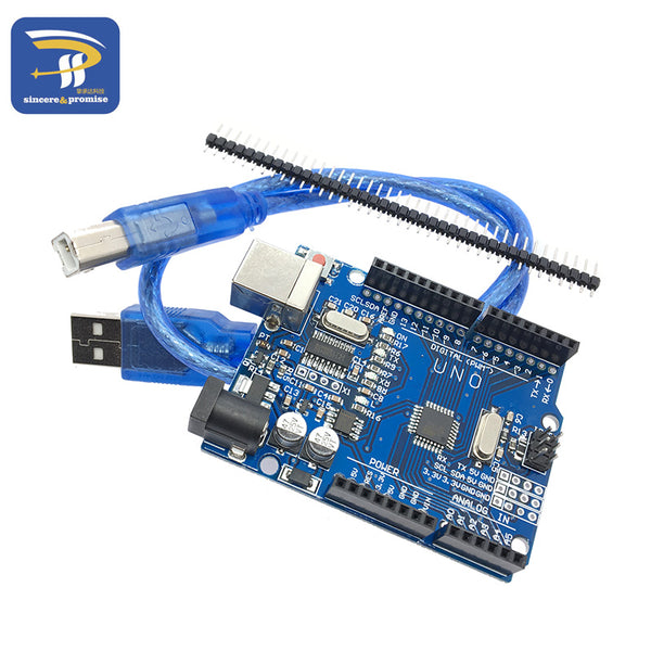 uno with cable - One set UNO R3 (CH340G) MEGA328P for Arduino UNO R3 with case USB Cable ATMEGA328P-AU Development board