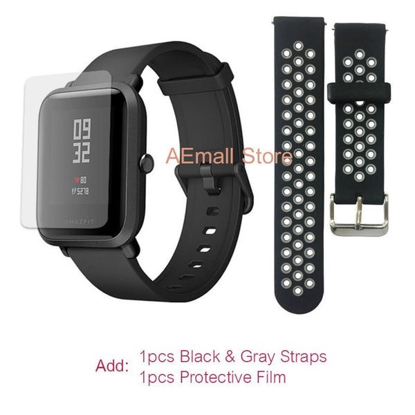 Gray.Film - English Version Xiaomi Amazfit Bip Smart Watch Men Huami Mi Pace Smartwatch For IOS Android Heart Rate Monitor 45 Days Battery