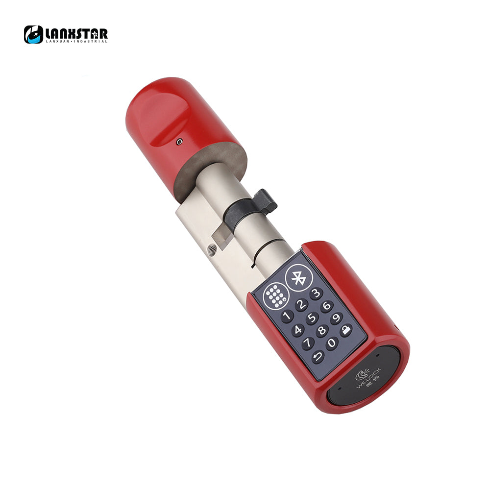 Red Color Lock - LANXSTAR Adjustable Smart Electronic Lock Unlock By Password Bluetooth Hardware Lock Keyless EURO Lock Cylinder