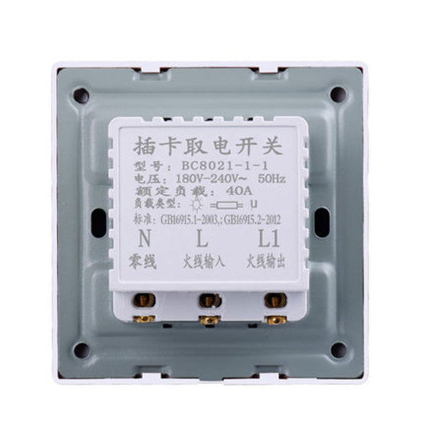 [variant_title] - 86X86mm high-end hotel smart card power switch 220V / 40A insert key for power supply