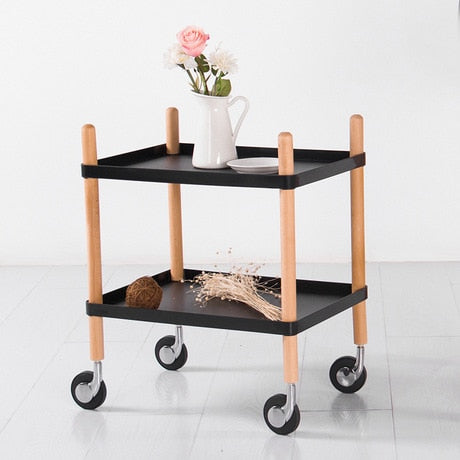 [variant_title] - Kitchen Islands & Trolleys Kitchen Furniture Home Furniture plastic+solid wood Shelf trolley cart kitchen cart Nordic minimalist