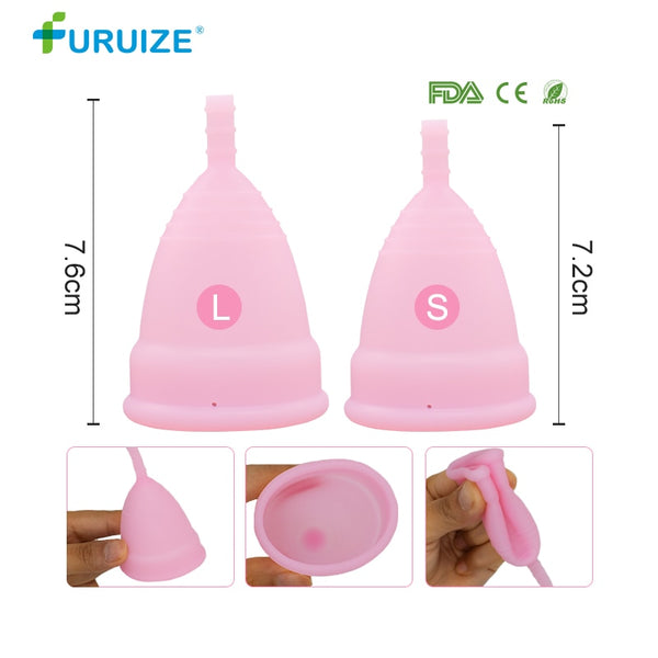 1L-1S-2naked-pink / L size - Hot Sale Menstrual cup for Women Feminine hygiene Medical 100% silicone Cup Menstrual reusable lady cup copa menstrual than pads