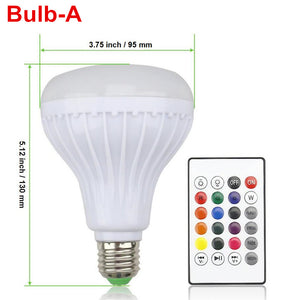 Bulb-A - E27 Smart RGB Wireless Bluetooth Speaker Bulb Music Playing Dimmable LED RGB Music Bulb Light Lamp with 24 Keys Remote Control