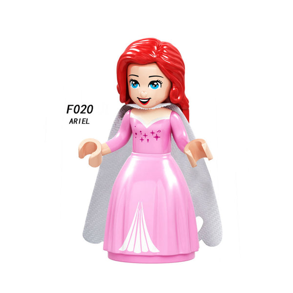 F020 ariel - Snow White Fairy Tale Princess Girl anna elsa beast cinderella maleficent Friends Building Blocks Toy kid gift Compatible Legoed