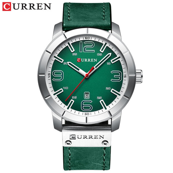 silver green watch - Men Watch 2019 CURREN Men's Quartz Wristwatches Male Clock Top Brand Luxury Reloj Hombres Leather Wrist Watches with Calendar